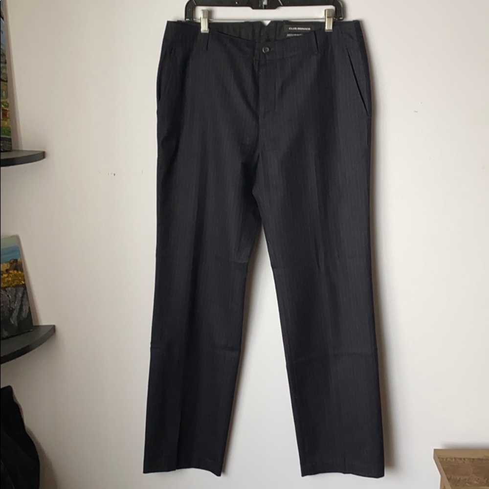 Navy wool pinstripe pants